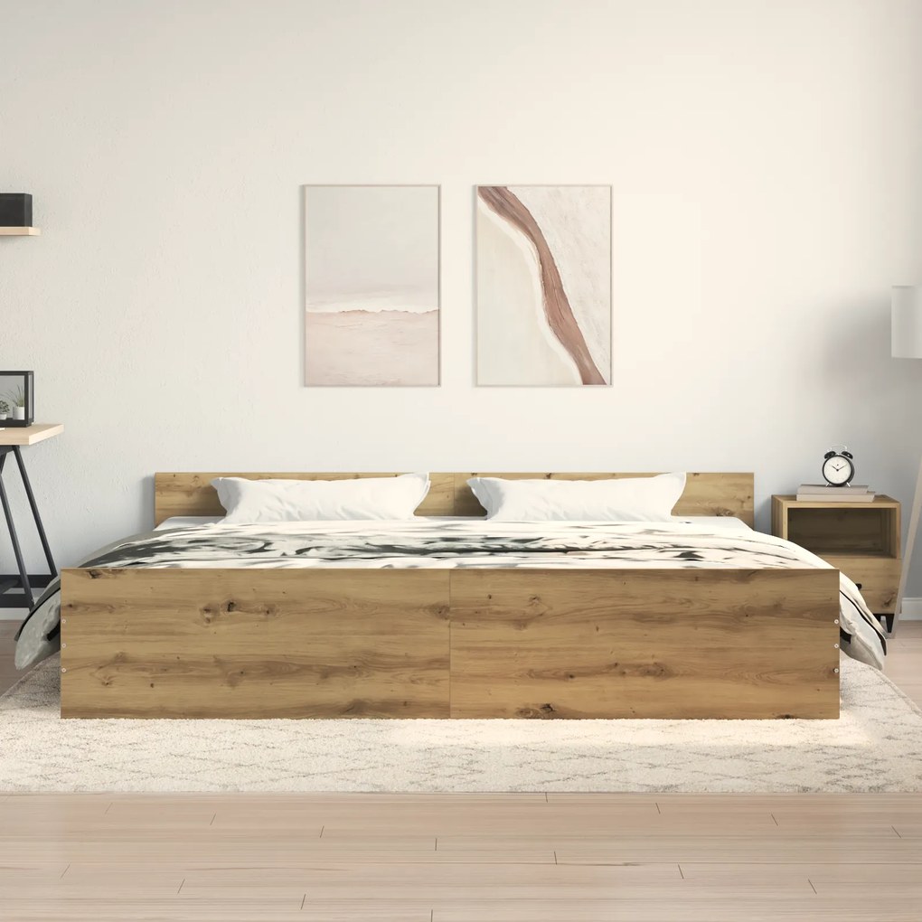 vidaXL Κρεβάτι Artisan Oak 200x200 εκ Επεξεργασμένο ξύλο