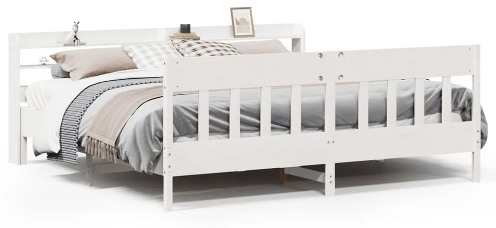 Σκελετός Κρεβ. Χωρίς Στρώμα Λευκό 180x200 εκ Μασίφ Πεύκο