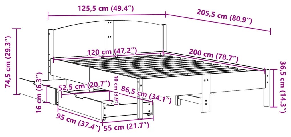 ΣΚΕΛΕΤΟΣ ΚΡΕΒΑΤΙΟΥ ΧΩΡΙΣ ΣΤΡΩΜΑ 120X200 ΕΚ ΜΑΣΙΦ ΞΥΛΟ ΠΕΥΚΟΥ 3301830