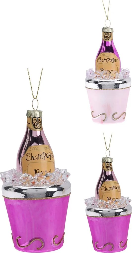 JK Home Décor - Στολίδι Σαμπάνια Γυαλί 12x6.5cm 2Σχδ