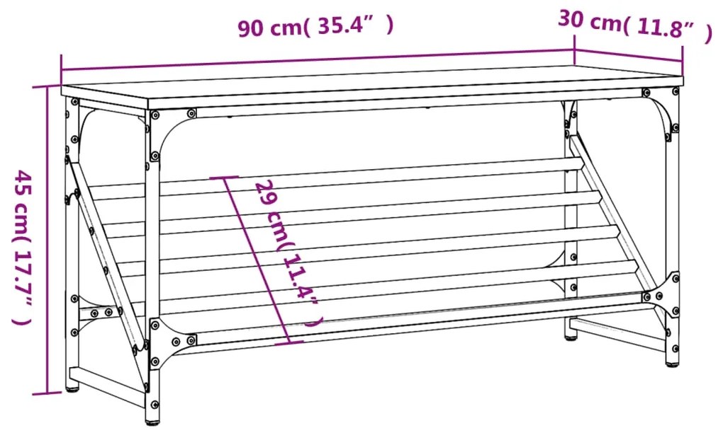 Παπουτσοθήκη Καπνιστή Δρυς 90x30x45 εκ. Επεξεργασμένο Ξύλο - Καφέ