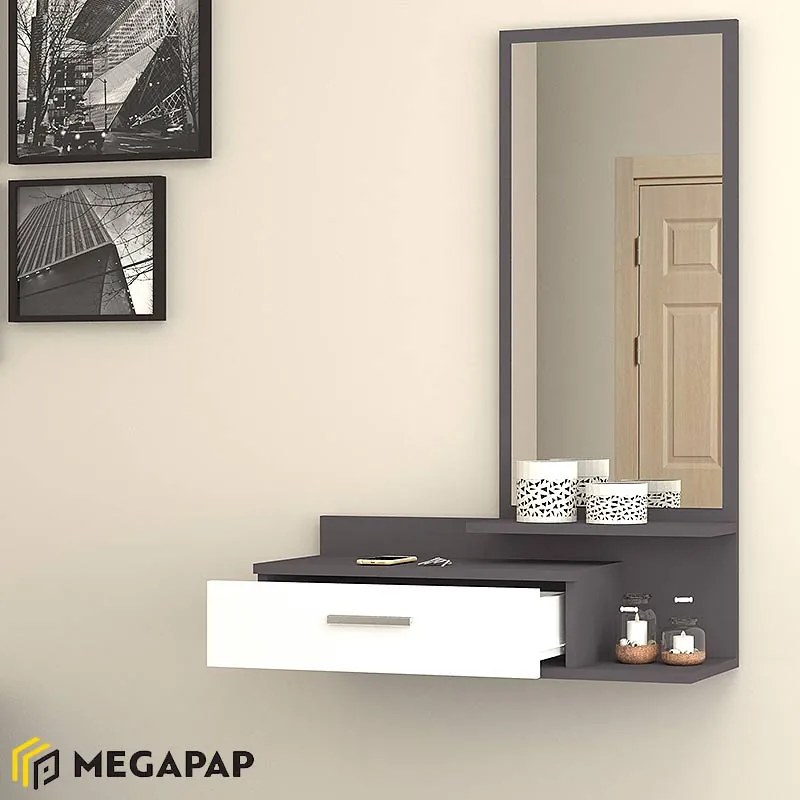 ΕΠΙΠΛΟ ΕΙΣΟΔΟΥ - ΤΟΥΑΛΕΤΑ JOY MEGAPAP ΜΕ ΚΑΘΡΕΦΤΗ ΧΡΩΜΑ ΓΚΡΙ - ΛΕΥΚΟ 80X35X116ΕΚ.