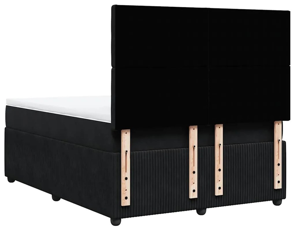 vidaXL Κρεβάτι Boxspring με Στρώμα Μαύρο 140x200 εκ. Βελούδινο