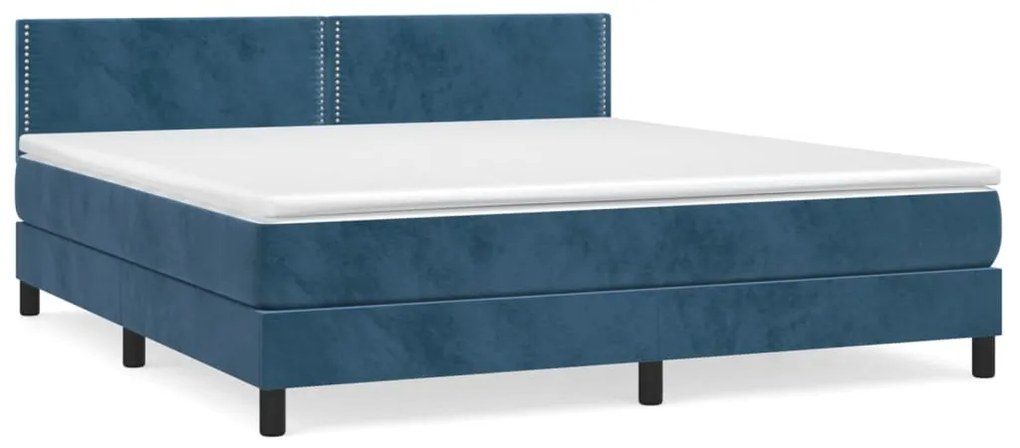 vidaXL Κρεβάτι Boxspring με Στρώμα Σκούρο Μπλε 180x200 εκ. Βελούδινο