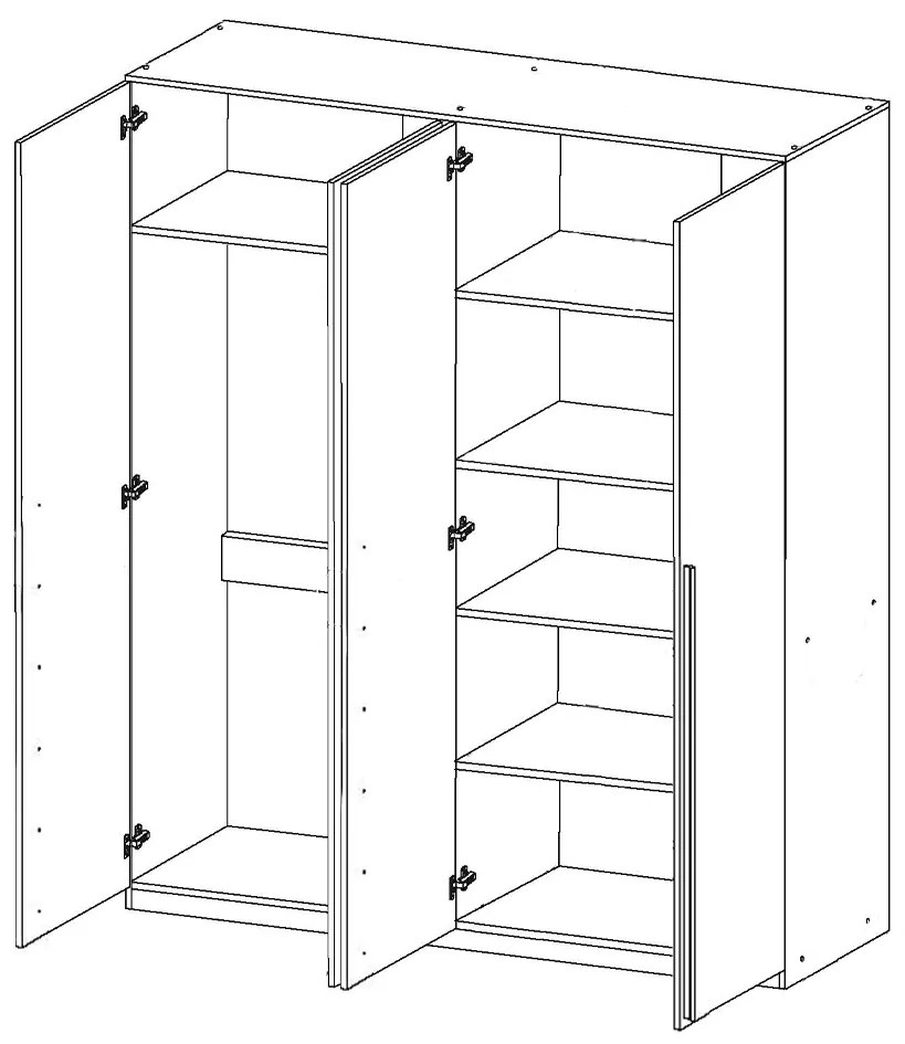 Τετράφυλλη Ντουλάπα Ρούχων LUMEA Λευκό 180x55x200