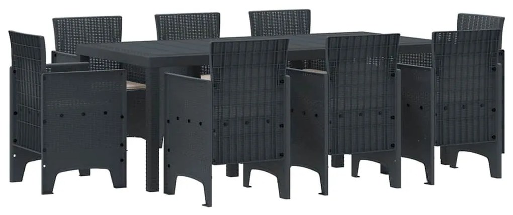 vidaXL Σέτ φαγητού για κήπο 9 pcs Ανθρακί Rattan Polt