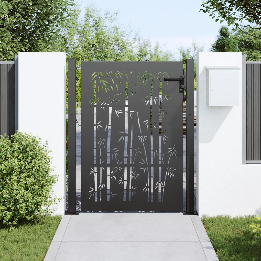 vidaXL Πύλη Κήπου, Πύλη Κήπου 105x75 εκ Υλικό Corten Σχεδιασμός Μπαμπού