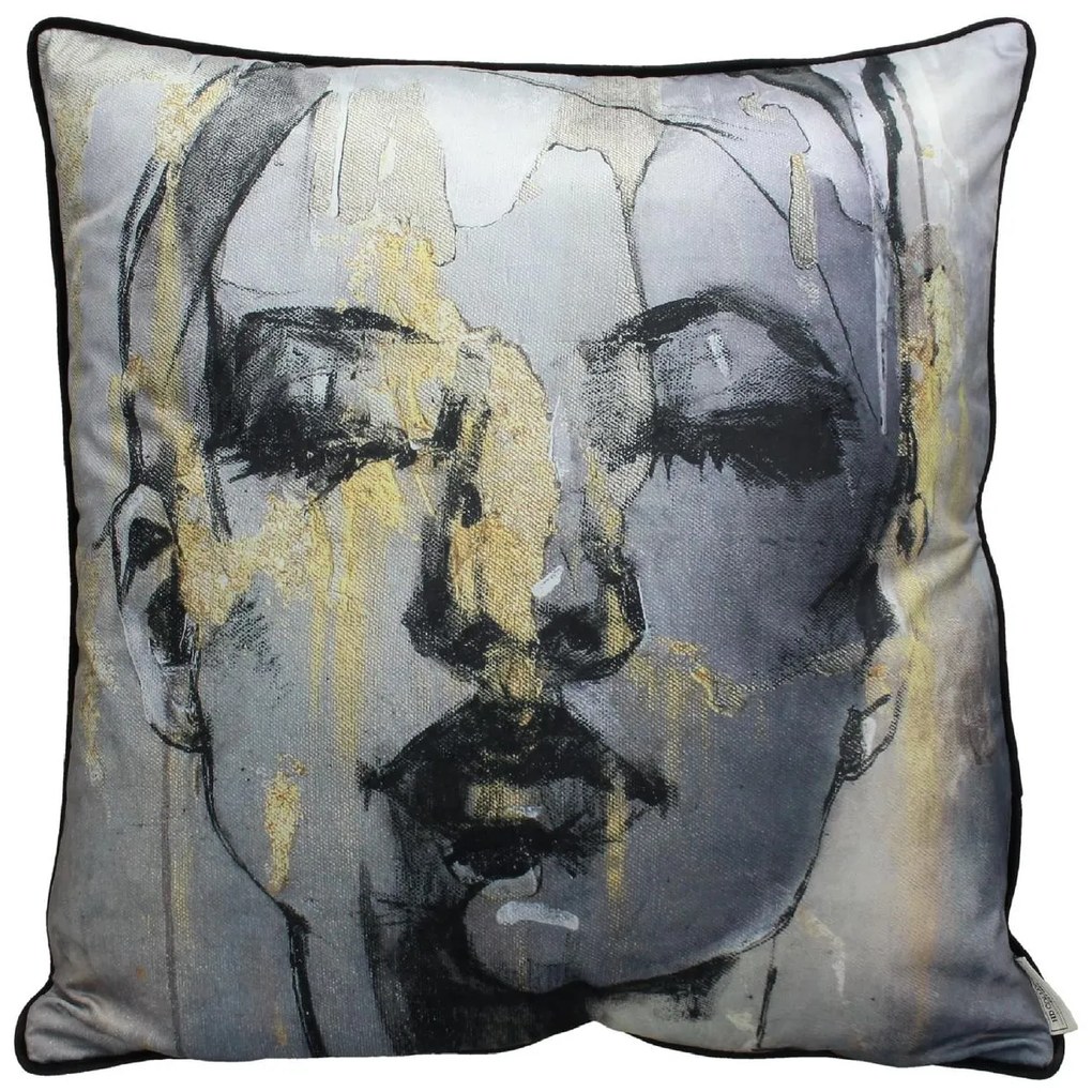 Μαξιλάρι Πρόσωπο Γκρι Βελούδο 60x60cm - ART-05152287