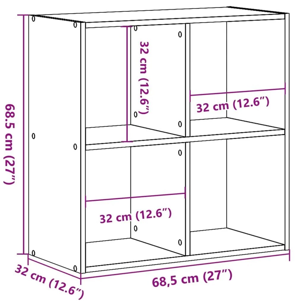 Βιβλιοθήκη Λευκή 68,5x32x68,5 εκ. από Επεξεργασμένο Ξύλο - Λευκό