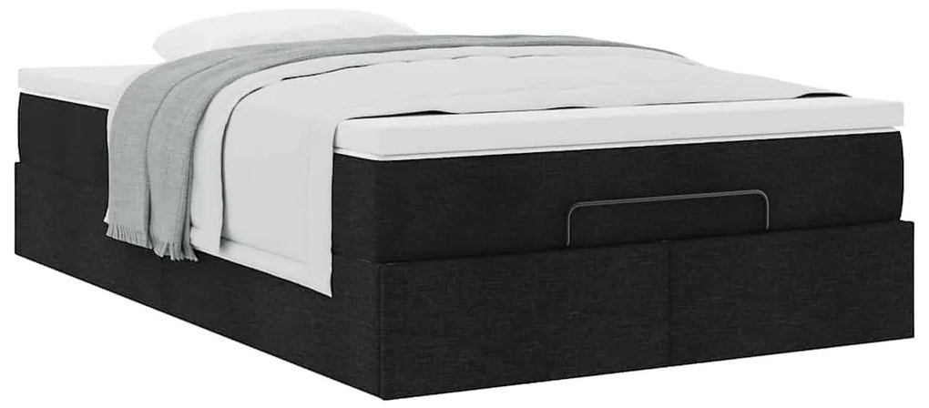 vidaXL Οθωμανικό κρεβάτι με στρώμα Μαύρο 120x190 cm Ύφασμα