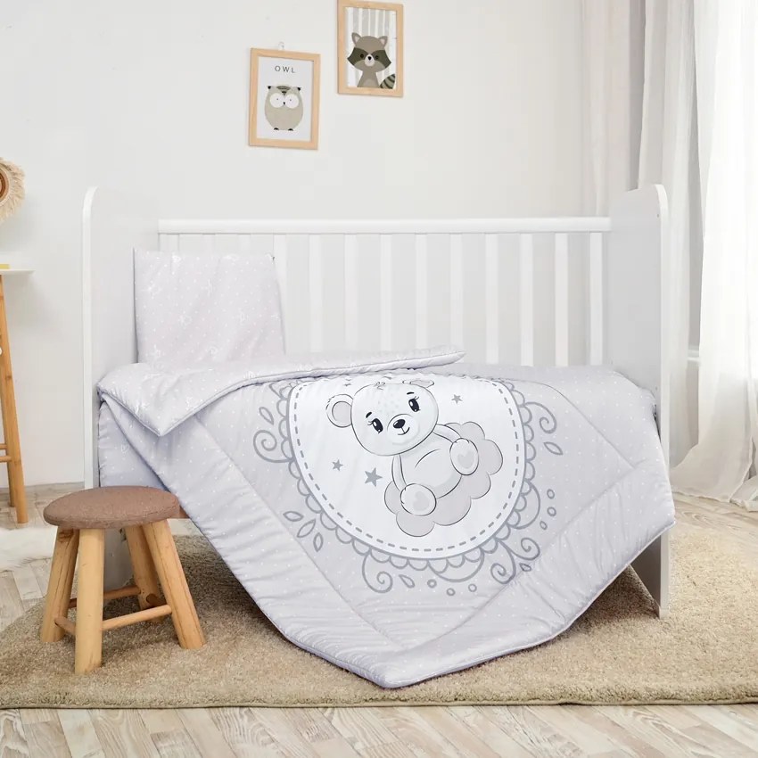 Σετ Σεντόνια Κούνιας 3τεμ. 70x140cm  Little Bear Grey 10420015903  Lorelli