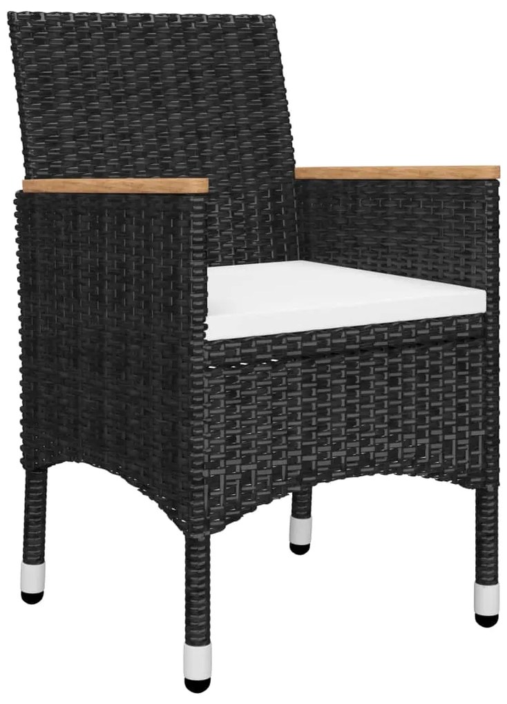 vidaXL Σετ Επίπλων Bistro 3 τεμ. Μαύρο Συνθετικό Ρατάν / Ξύλο Ακακίας