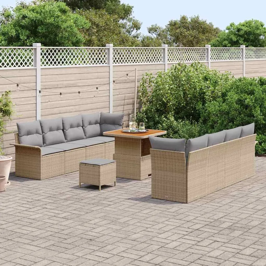 vidaXL Σετ Καναπέ Κήπου 11 pcs Μπεζ, Ανοιχτό Γκρι 80 x 80 x 71 cm