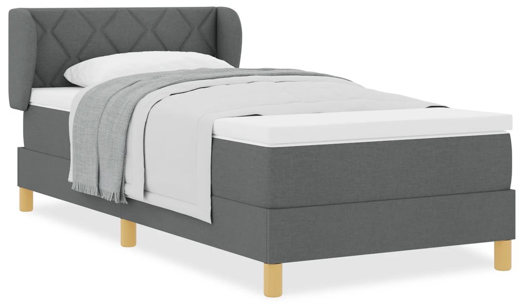 vidaXL Κρεβάτι Box Spring με Στρώμα - Σκούρο Γκρι, 100x200 εκ., Ύφασμα