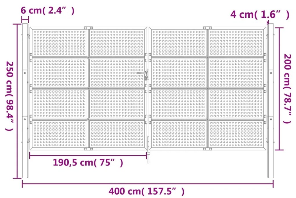 ΠΥΛΗ ΚΗΠΟΥ ΑΝΘΡΑΚΙ 400 X 200 ΕΚ. ΑΤΣΑΛΙΝΗ 154576