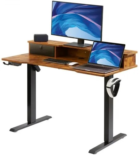 VEVOR Height Adjustable Desk, 47.2&quot; x 23.6&quot; Electric Dual Monitor Riser Workstation, Whole Piece Desk Board Sit to Stand, 3-Key Modes Sturdy Dual Metal Frame,180LBS Capacity for Computer Home &amp; Office