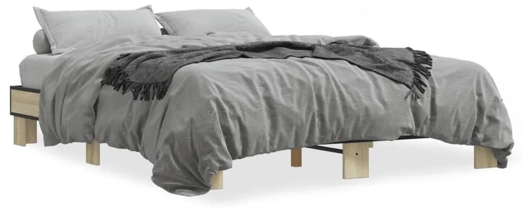 vidaXL Πλαίσιο Κρεβατιού Sonoma Δρυς 150x200 εκ. Επεξ. Ξύλο &amp; Μέταλλο