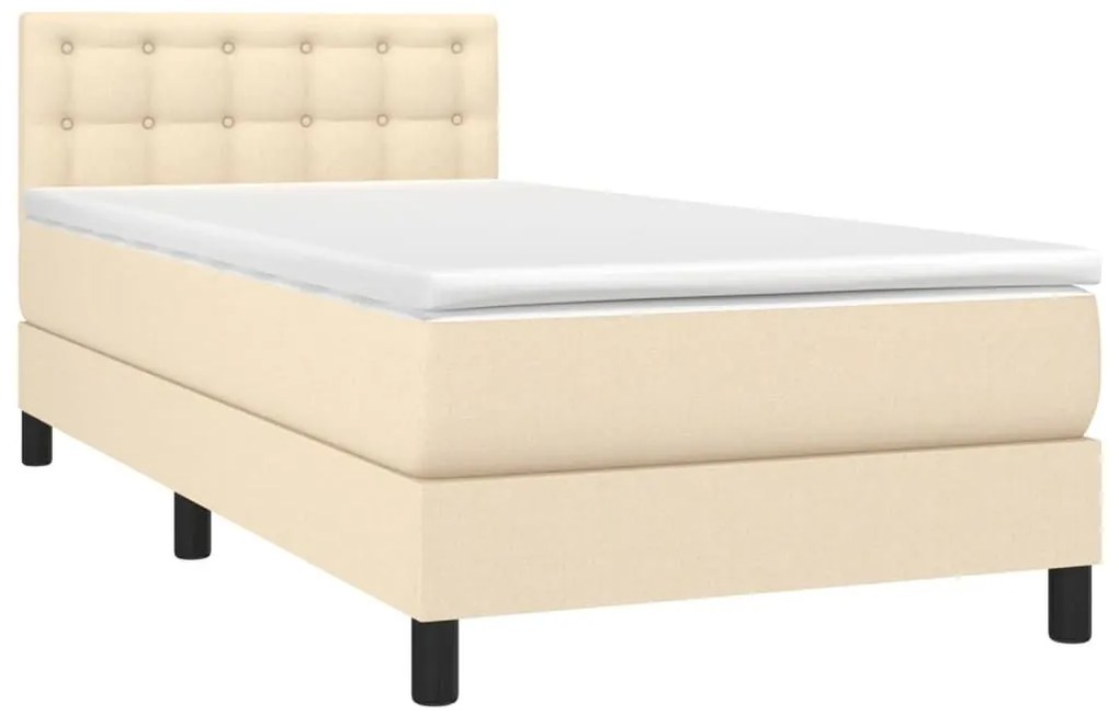 Κρεβάτι Boxspring με Στρώμα Κρεμ 90x200 εκ.Υφασμάτινο - Κρεμ