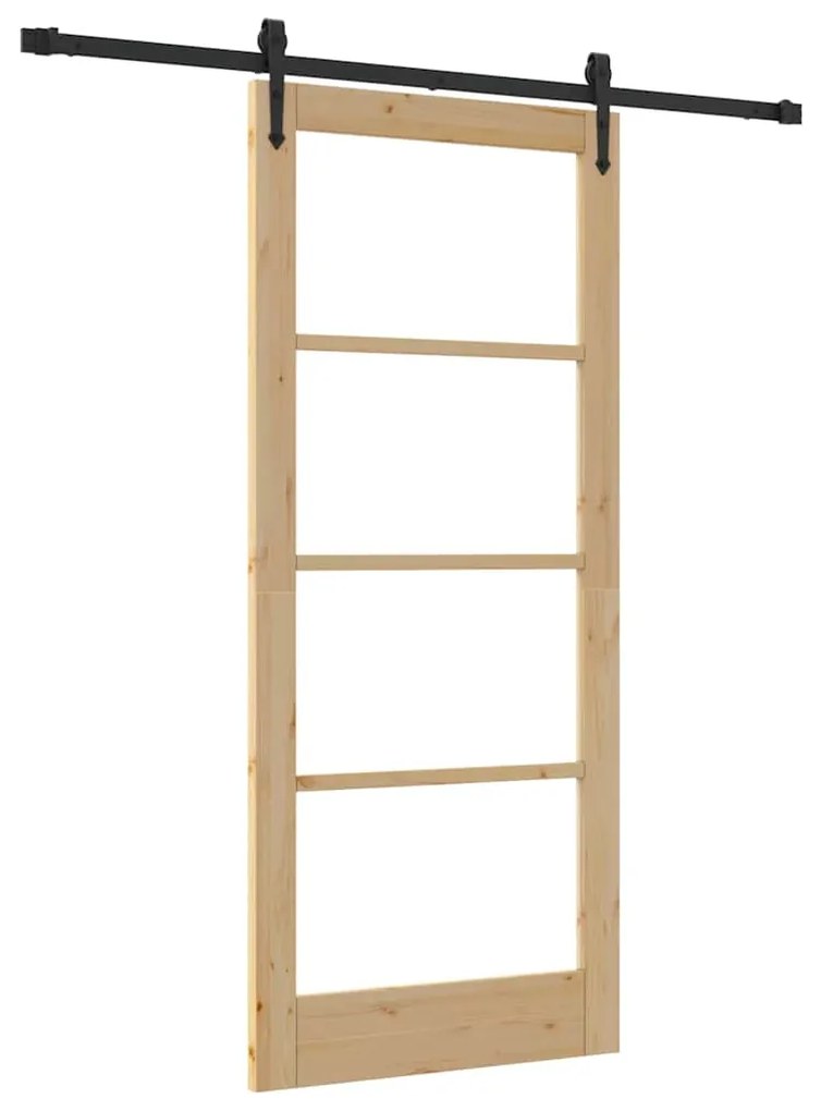 vidaXL Ολισθητή Πόρτα Καφέ 86 x 198.5 cm Ξύλο και μέταλλο
