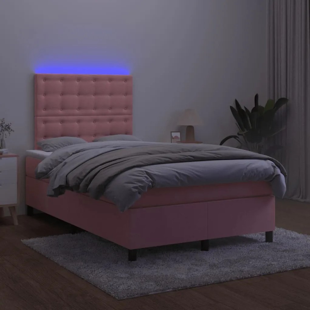 ΚΡΕΒΑΤΙ BOXSPRING ΜΕ ΣΤΡΩΜΑ &amp; LED ΡΟΖ 120X190 ΕΚ. ΒΕΛΟΥΔΙΝΟ 3270340