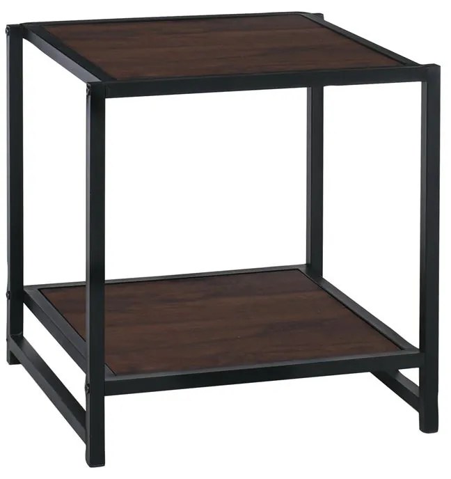 ATOS Κομοδίνο Μέταλλο Βαφή Μαύρο - Mdf Καρυδί  48x44x50cm Ε8012,1