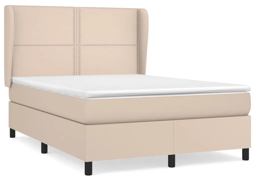 Κρεβάτι Boxspring με Στρώμα Καπουτσίνο 140x190εκ.από Συνθ.Δέρμα - Καφέ