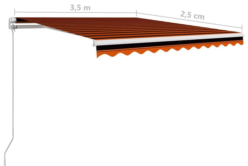 Τέντα Συρόμενη Χειροκίνητη Πορτοκαλί / Καφέ 350 x 250 εκ. - Πολύχρωμο