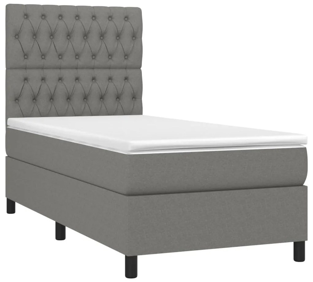 ΚΡΕΒΑΤΙ BOXSPRING ΜΕ ΣΤΡΩΜΑ ΣΚΟΥΡΟ ΓΚΡΙ 100X200 ΕΚ. ΥΦΑΣΜΑΤΙΝΟ 3141994