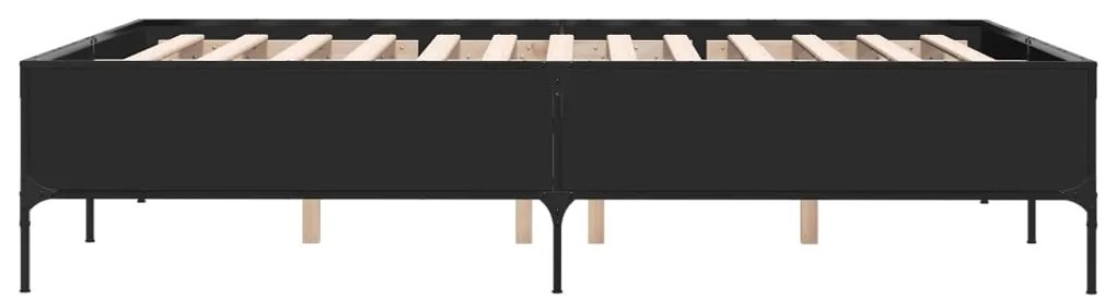 vidaXL Πλαίσιο Κρεβατιού Μαύρο 120x200 εκ. Επεξ. Ξύλο & Μέταλλο