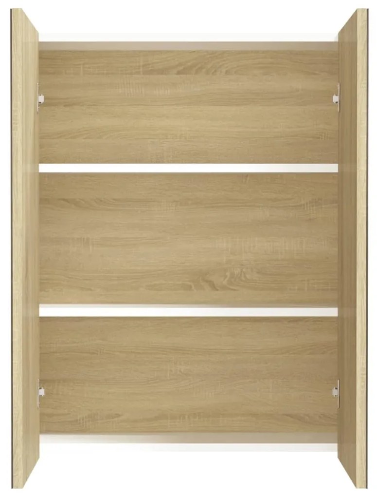 vidaXL Ντουλάπι Μπάνιου με Καθρέφτη Λευκό &amp; Δρυς 60x15x75 εκ. από MDF