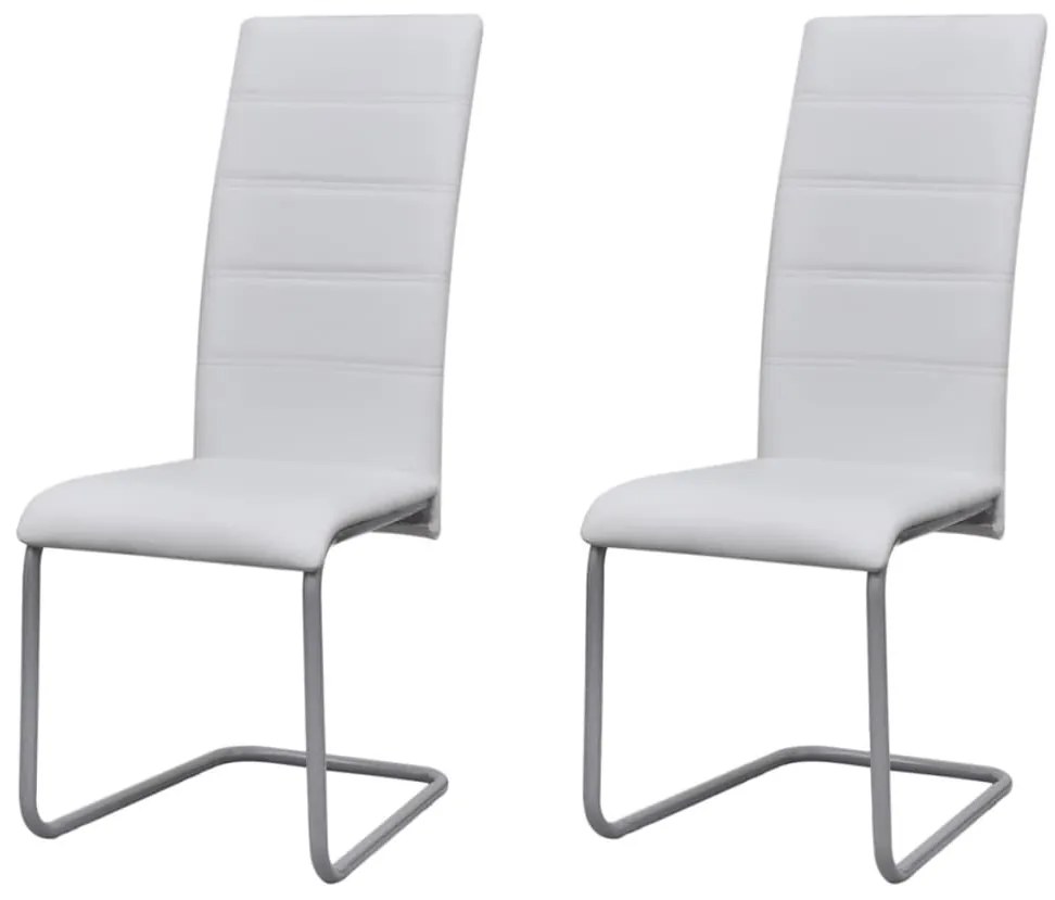 vidaXL Καρέκλες Τραπεζαρίας «Πρόβολος» 2 τεμ. Λευκές Συνθετικό Δέρμα