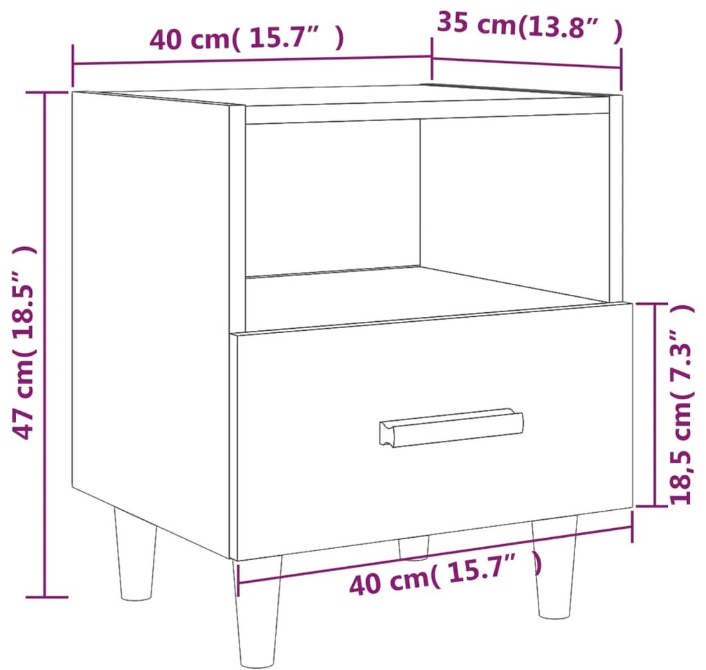 vidaXL Κομοδίνο Γκρι Σκυροδέματος 40 x 35 x 47 εκ.