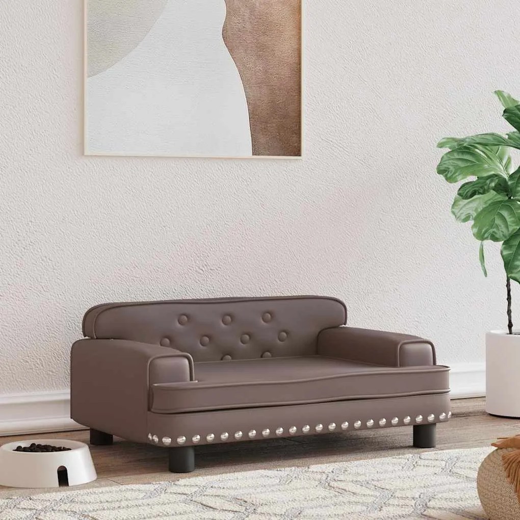 vidaXL Κρεβάτι Σκύλου Καφέ 70 x 45 x 30 εκ. από Συνθετικό Δέρμα