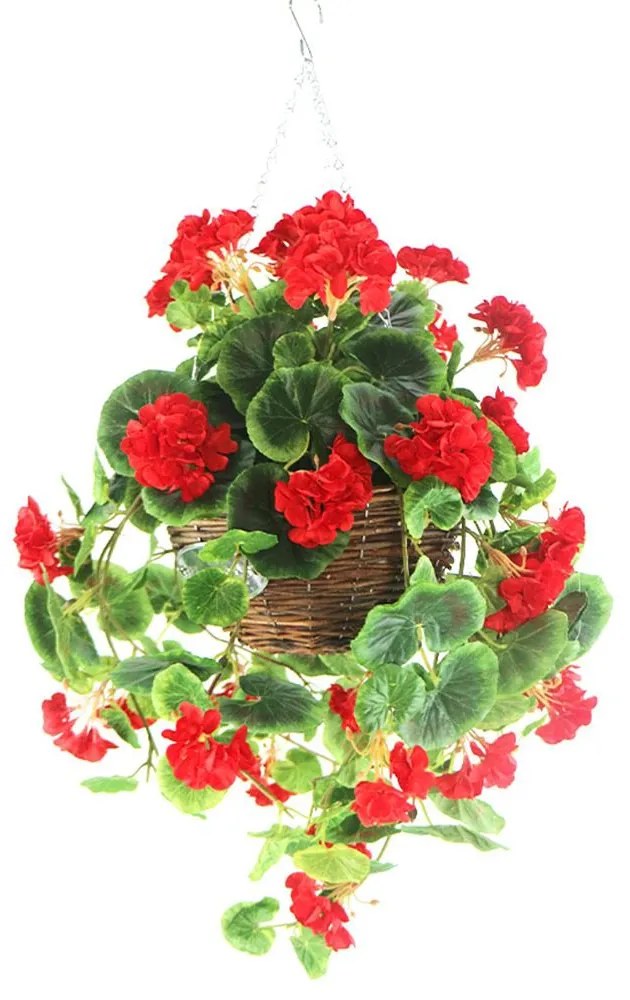 Τεχνητό Κρεμαστό Φυτό Γεράνι 6981-7 70cm Red Supergreens Πολυαιθυλένιο
