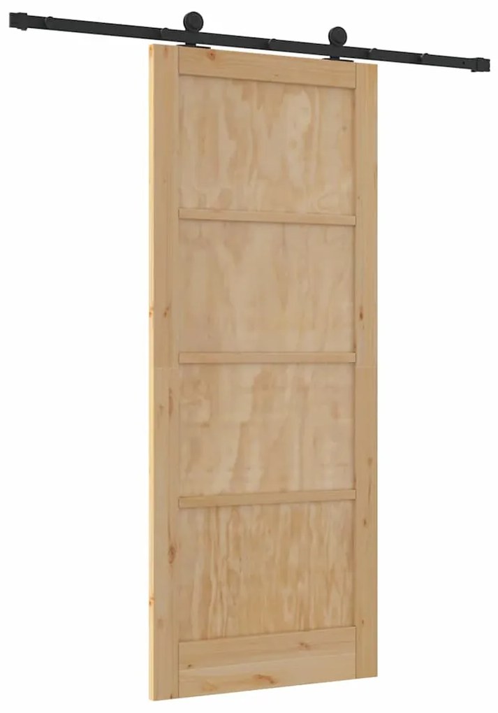 vidaXL Σετ Συρόμενης Πόρτας Φυσικό και μαύρο 86 x 211 cm