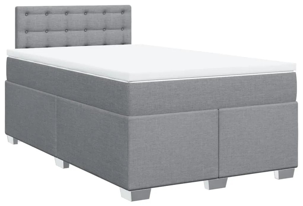 Κρεβάτι Boxspring με Στρώμα Ανοιχτό Γκρι 120x190 εκ. Υφασμάτινο - Γκρι