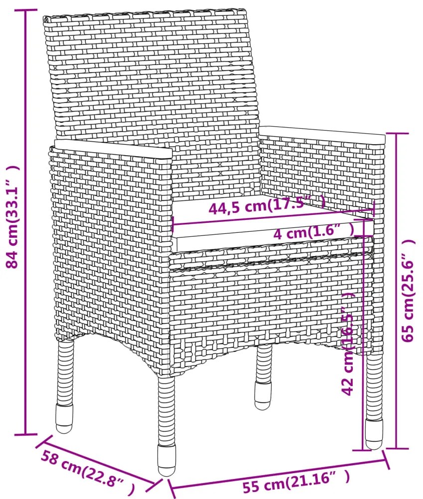 vidaXL Σετ Τραπεζαρίας Κήπου 5 Τεμαχίων Μαύρο από Συνθετικό Ρατάν