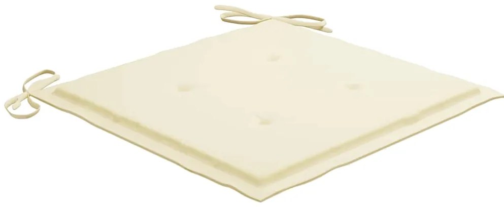 vidaXL Καρέκλες Κήπου 6 τεμ. από Μασίφ Ξύλο Teak με Κρεμ Μαξιλάρια