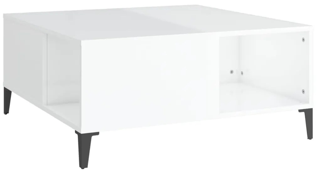 vidaXL Τραπεζάκι Σαλονιού Γυαλ. Λευκό 80 x 80 x 36,5 εκ. Επεξεργ. Ξύλο