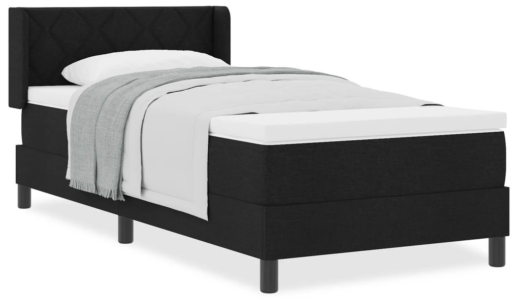 vidaXL Κρεβάτι με ελατήρια Μαύρο 90 x 190 cm Ύφασμα και αφρός