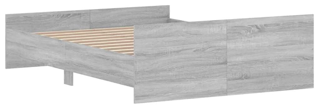 vidaXL Πλαίσιο Κρεβατιού με Κεφαλάρι/Ποδαρικό Γκρι Sonoma 140x190 εκ.