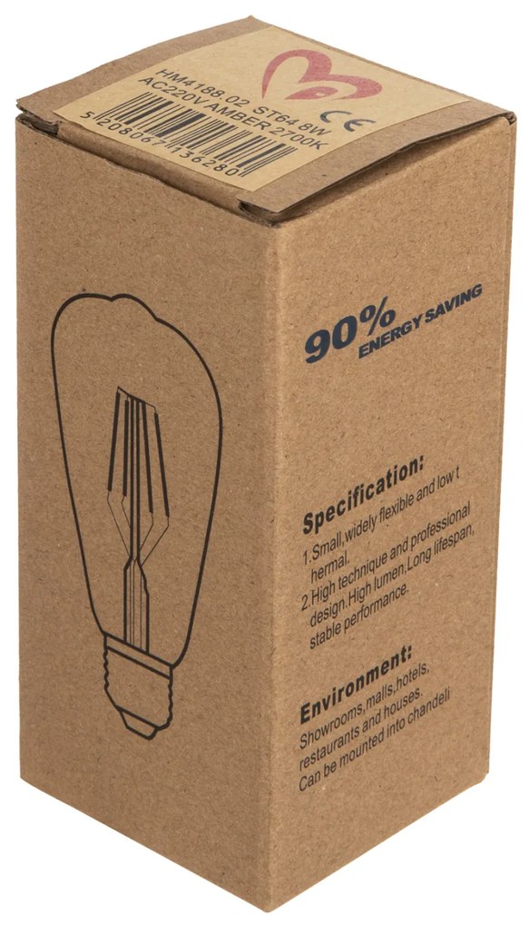 ΛΑΜΠΤΗΡΑΣ HM4188.02 LED FILAMENT 8W E27 DIMMABLE 3000K GOLD - 3000K - HM4188.02