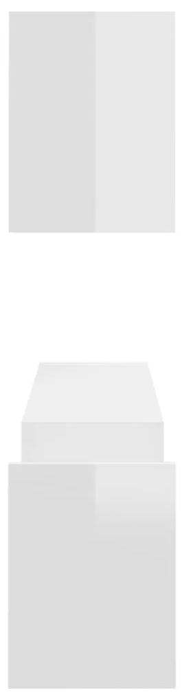 Ραφιέρες Τοίχου 2 τεμ. Γυαλιστερό Λευκό 100x15x50εκ Μοριοσανίδα - Λευκό