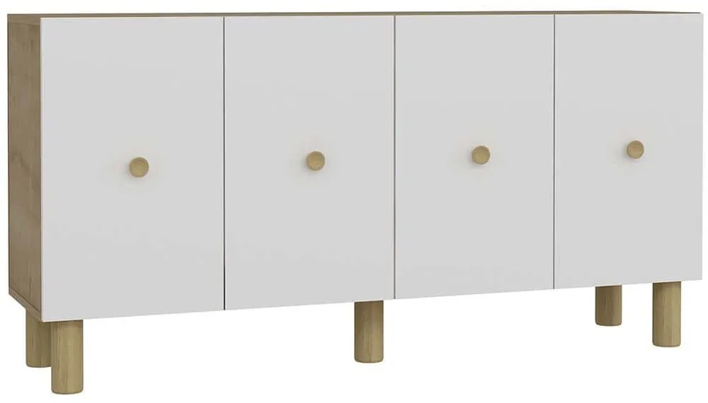 Μπουφές Mono Bohem 475OLV3137 150x35x75cm Oak-White Μοριοσανίδα, Μελαμίνη