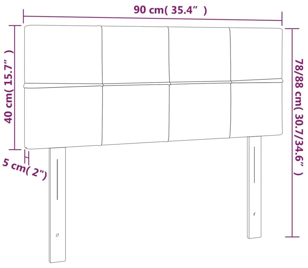 vidaXL Κεφαλάρι Κρεβατιού LED Μαύρο 90x5x78/88 εκ. Υφασμάτινο