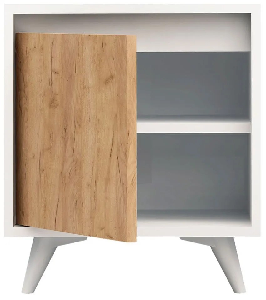 Κομοδίνο Piona 811MDD3418 45x40x52cm White-Oak