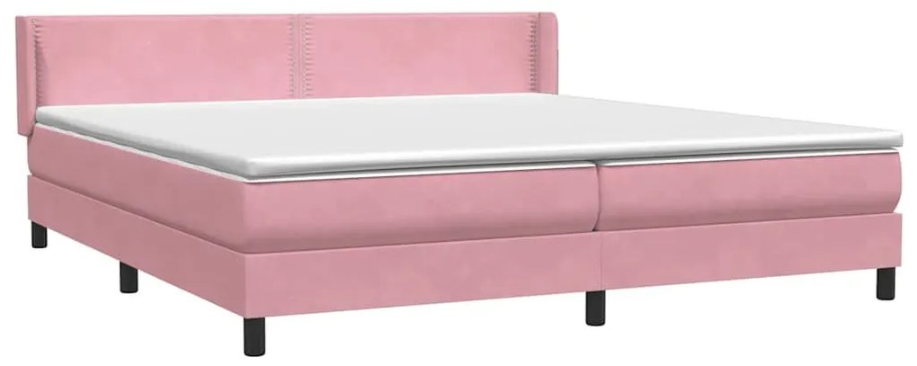 Κρεβάτι Boxspring με Στρώμα Ροζ 180x210 εκ. Βελούδινο - Ροζ