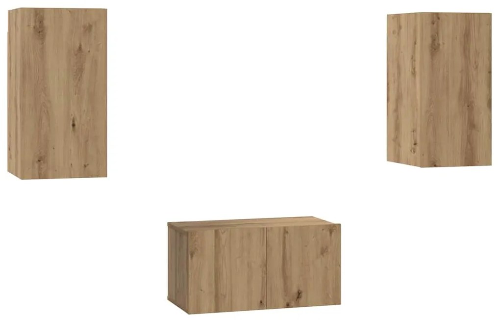 vidaXL Σετ επίπλου τηλεόρασης 3 pcs artisan δρυς 60 x 30 x 30 cm