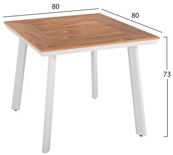 Σετ Κήπου Τραπεζαρία HM10537.01 3 τεμ Αλουμινίου Λευκό με Τραπέζι Polywood 80x80x73 εκ. & 2 Καρέκλες