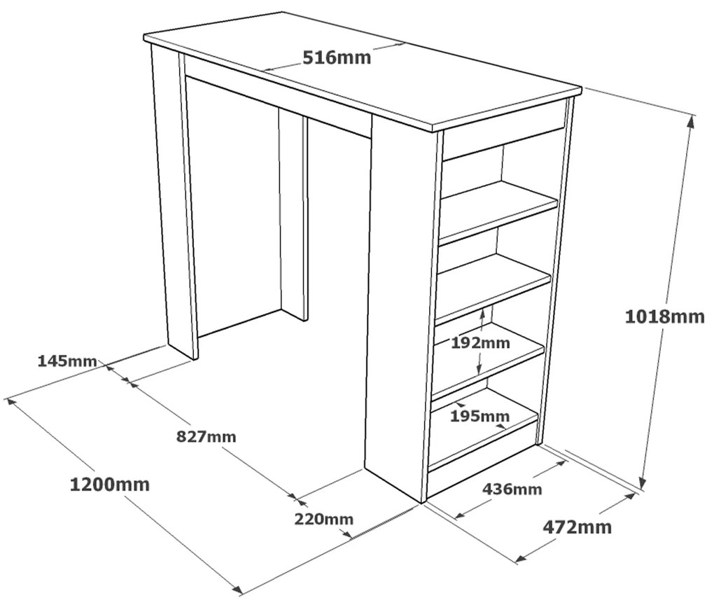 Τραπέζι Bar ArteLibre BROCKLEY Πεύκο/Λευκό Μοριοσανίδα 120x51.6x101.8cm